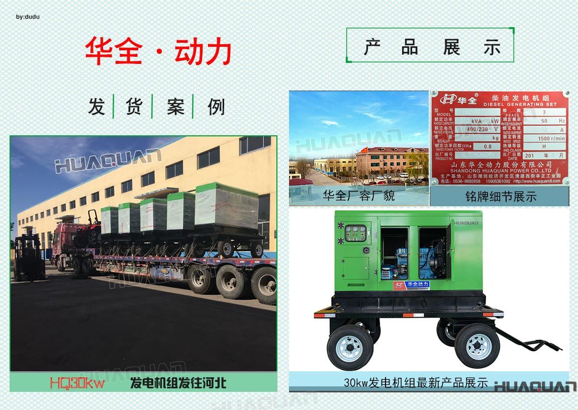 華全動力5臺30kw發電機組于6月5日發往河北